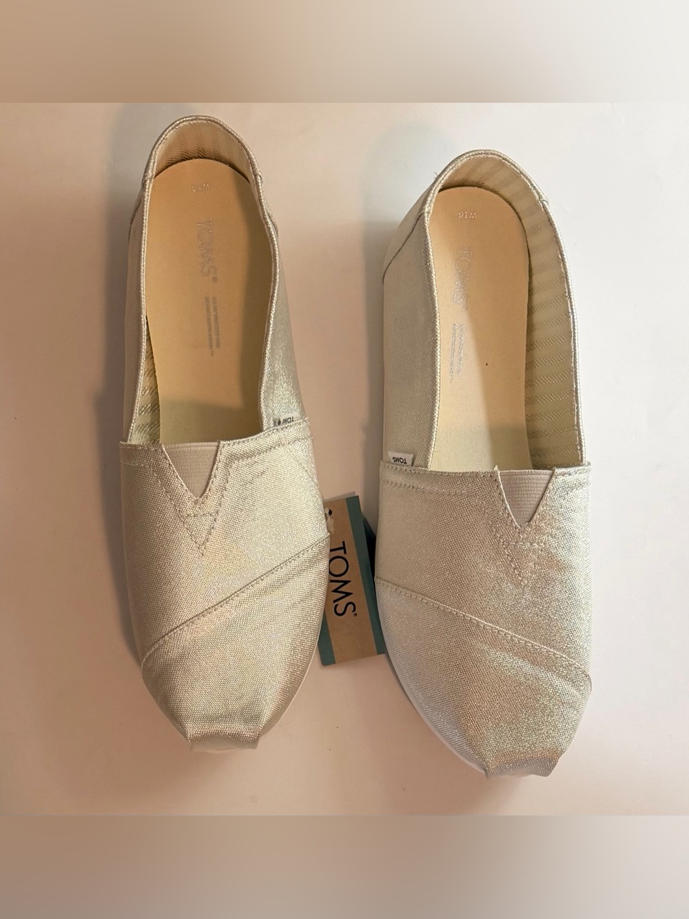 TOMS Women’s Alpargata Classic Glimmer Canvas Slip-Ons - Silver - Size 10